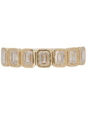 Lab Created Diamond Bezel Band in 14K Yellow Gold Band with 7 Bezel Lab Diamond